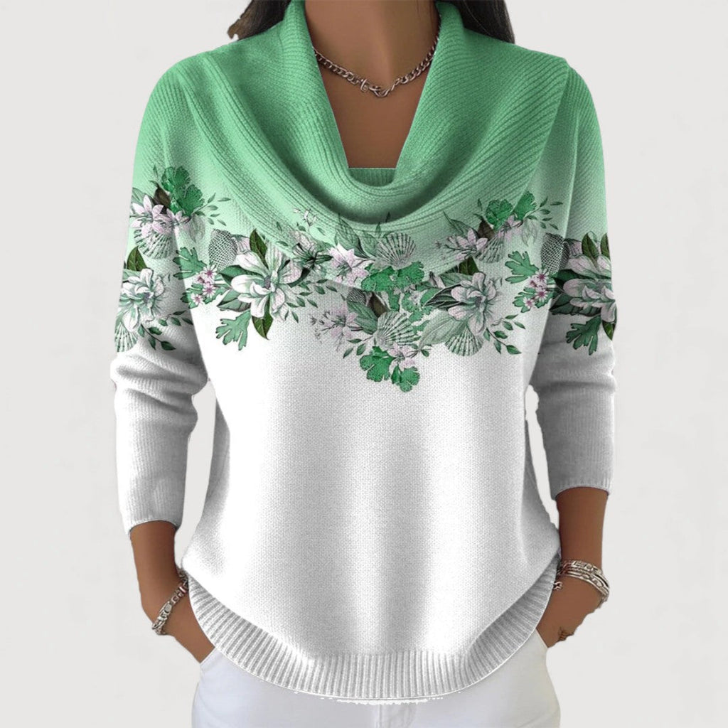 Pullover mit floralem Muster und Wasserfallkragen