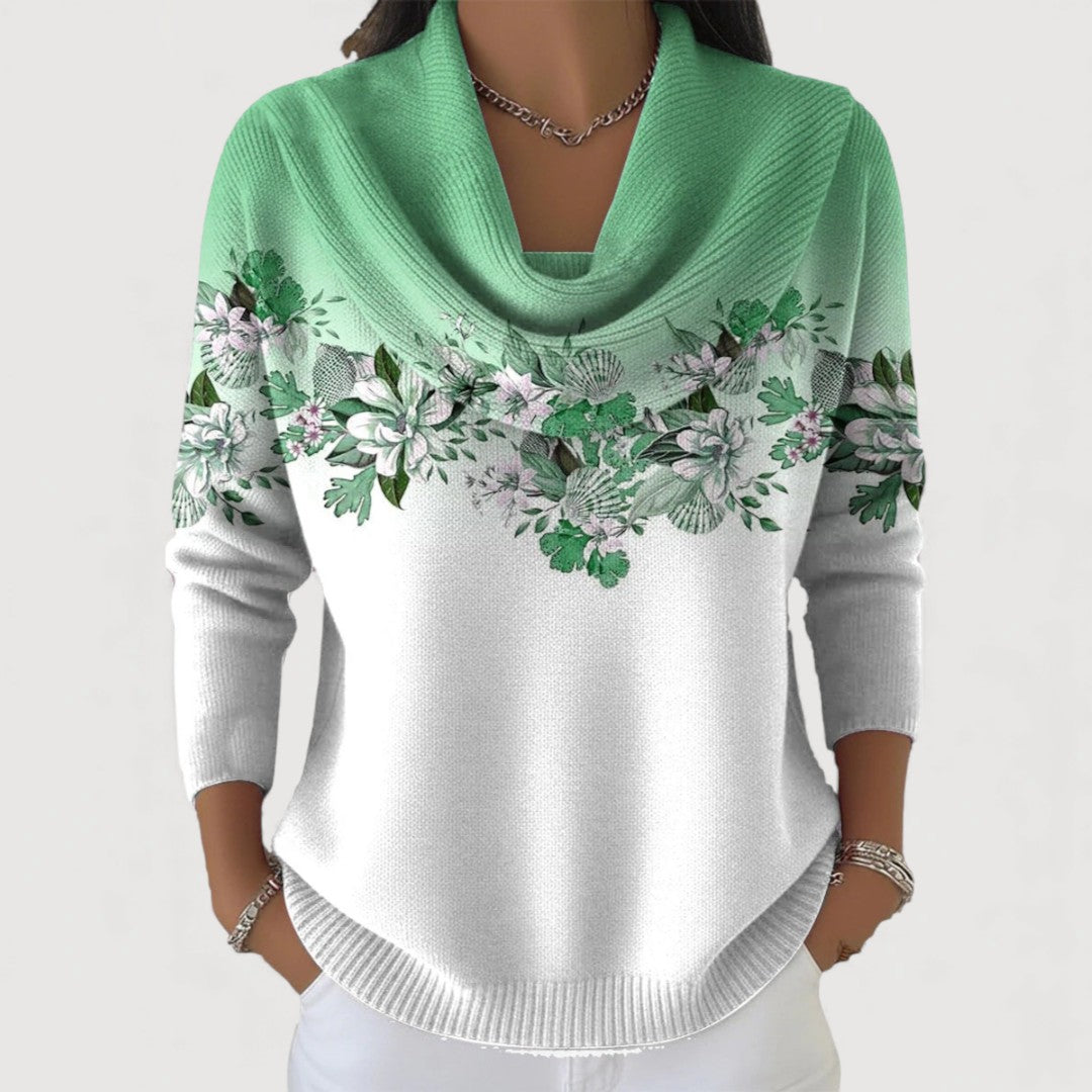 Pullover mit floralem Muster und Wasserfallkragen