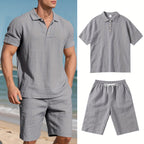 Herren Leinen Polo sowie Shorts Set – Bequem und Lässig für Warme Tage