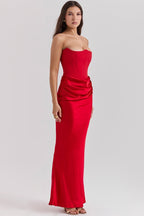 Trägerloses Maxikleid in Grün