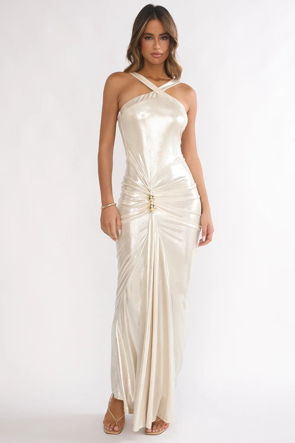 Damen Abendkleid mit Neckholder und Drapierung