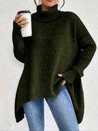 Bequemer langer Rollkragenpullover