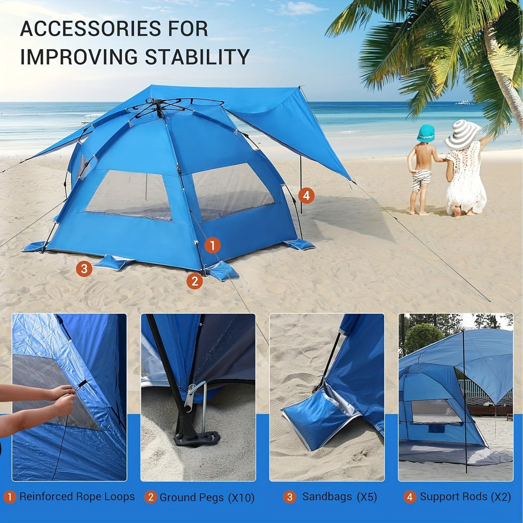 BreezeShield Strandzelt – Leicht und Großzügig für 4-6 Personen