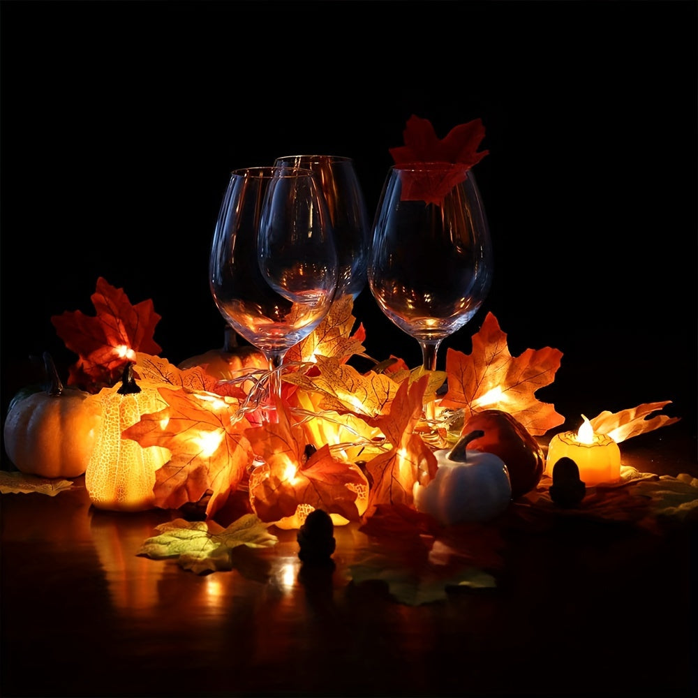 LED Blätter Lichterkette – Warme Herbststimmung für den Einsatz zu Hause und Feste