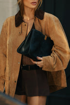 Jacke mit Wildleder in Braun mit Reverskragen