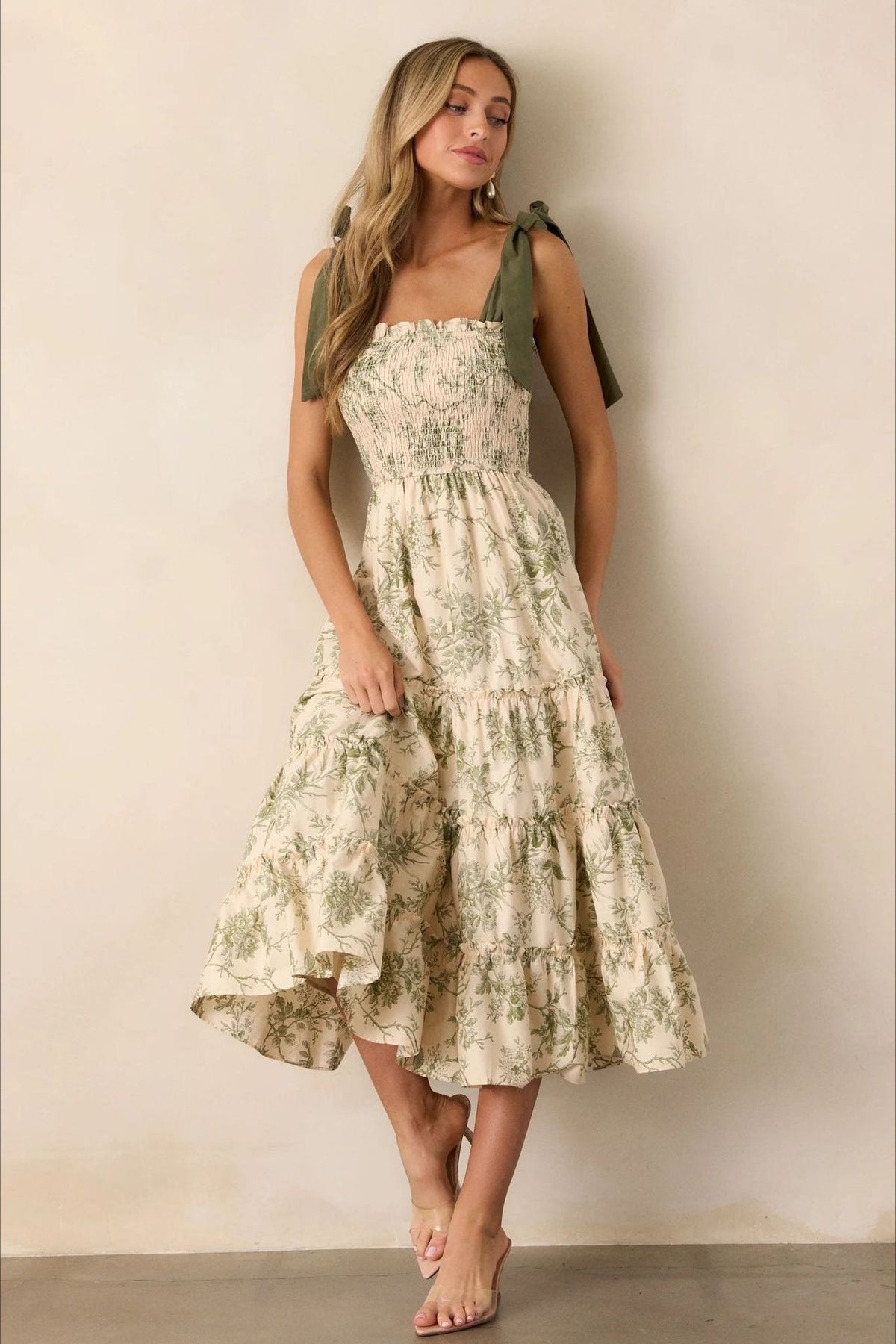 Maxikleid mit Blumenmuster in Grün