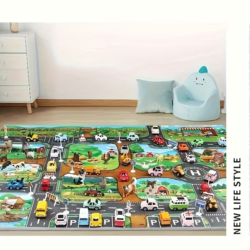 Interaktives Spielteppich-Abenteuer – Entdecke Bauernhof sowie Verkehr mit Spielzeug