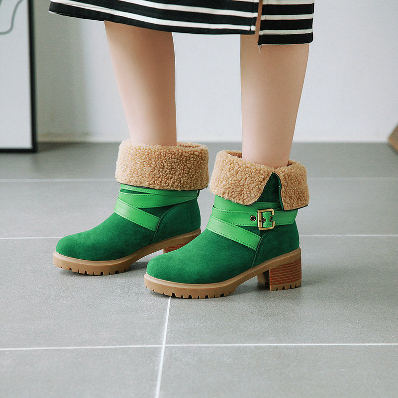 Stiefel in Wildlederoptik mit Blockabsatz