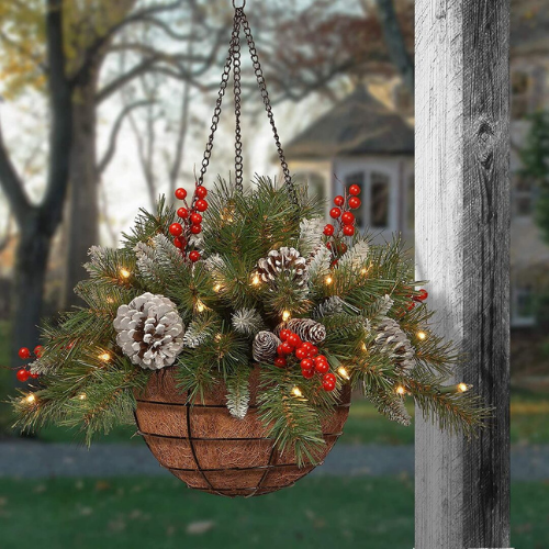 Hängekorb im Weihnachtsdesign