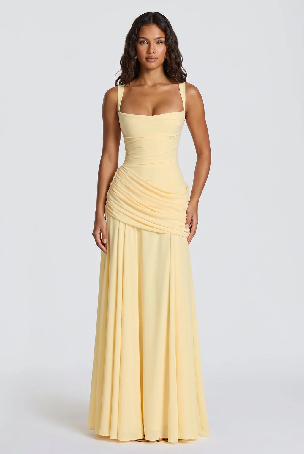 Flowing – Wickel-Maxikleid mit Korsett-Schnürung