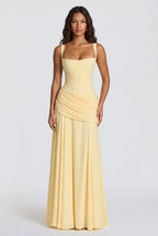 Flowing – Wickel-Maxikleid mit Korsett-Schnürung