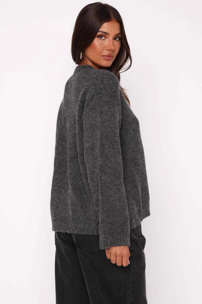 Strickjacke mit V-Ausschnitt, Bindedetail und Strickstruktur