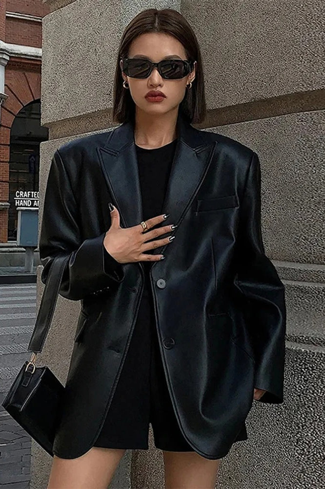 Blazer mit Kunstleder