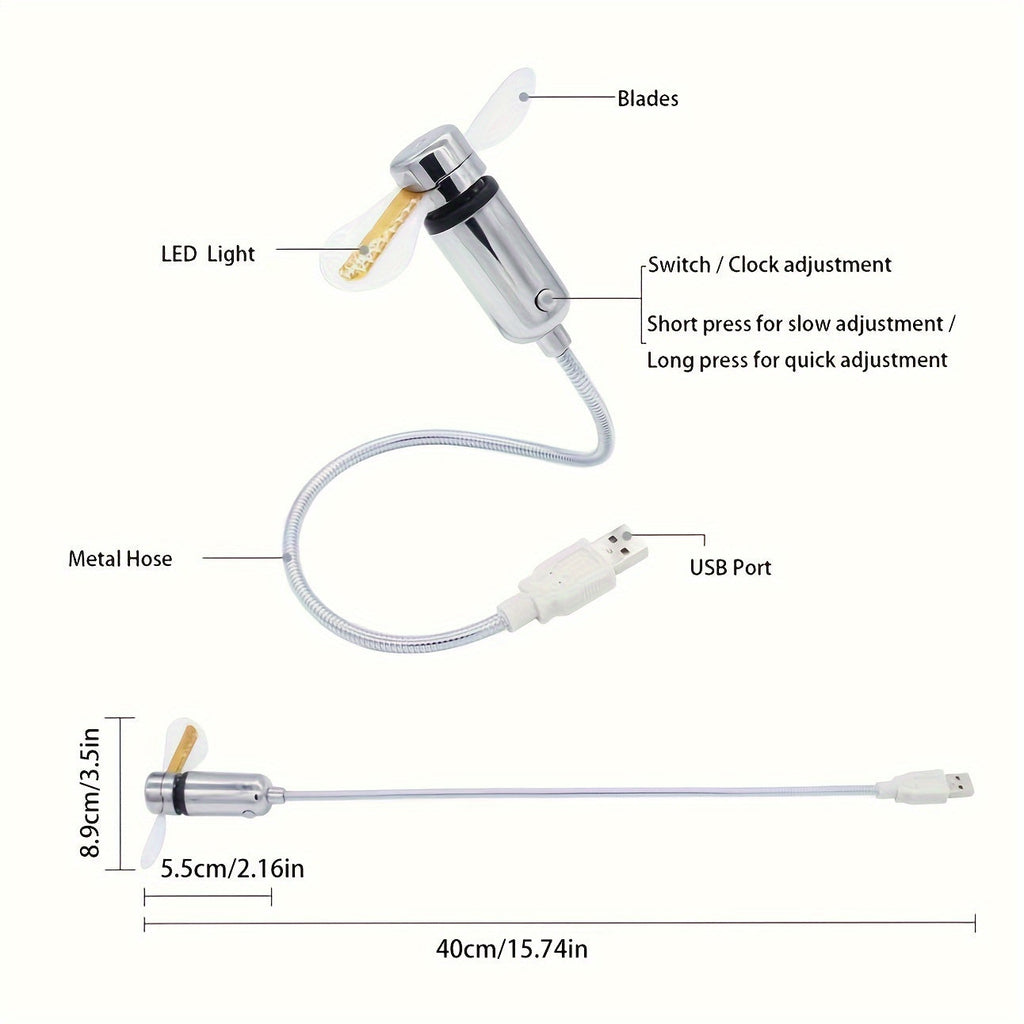 Tragbarer USB LED-Uhrenventilator inklusive Zeitanzeige