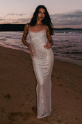 Damen Abendkleid mit Glitzer und Spaghettiträgern