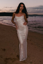Damen Abendkleid mit Glitzer und Spaghettiträgern