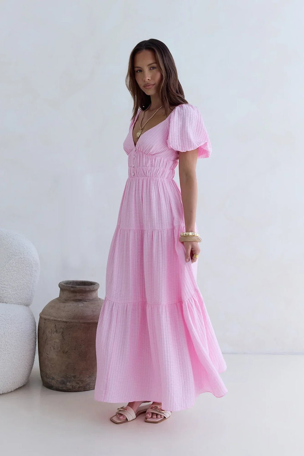 Butterfly – Maxikleid mit Puffärmeln