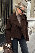 Jacke mit Wolle in Braun mit Reverskragen