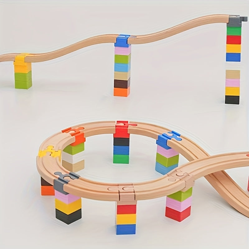 Set von 7-14 Bunt Holzgleisadaptern: Verstellbare Verbinder für den Modellbau