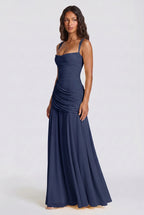 Flowing – Wickel-Maxikleid mit Korsett-Schnürung