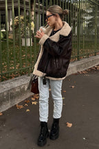 Jacke mit Reißverschluss in Braun