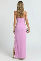Éloise – Schulterfreies Maxikleid mit Beinschlitz und Blumenmuster