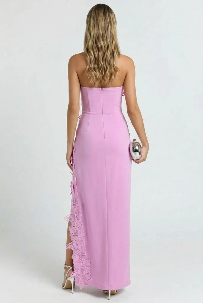 Éloise – Schulterfreies Maxikleid mit Beinschlitz und Blumenmuster