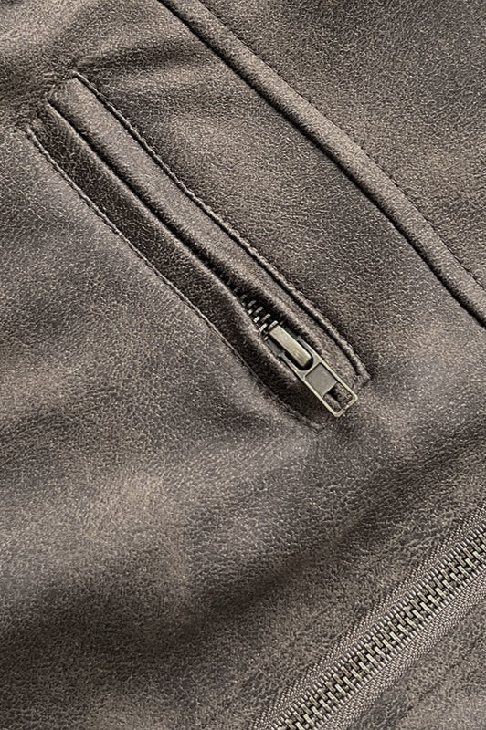 Figurbetonte Jacke mit Leder und Wildleder