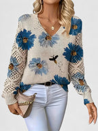 Lässiger Blumen-Pullover