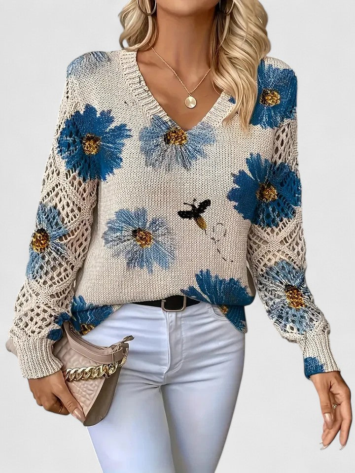 Lässiger Blumen-Pullover