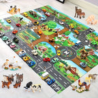 Interaktives Spielteppich-Abenteuer – Entdecke Bauernhof sowie Verkehr mit Spielzeug