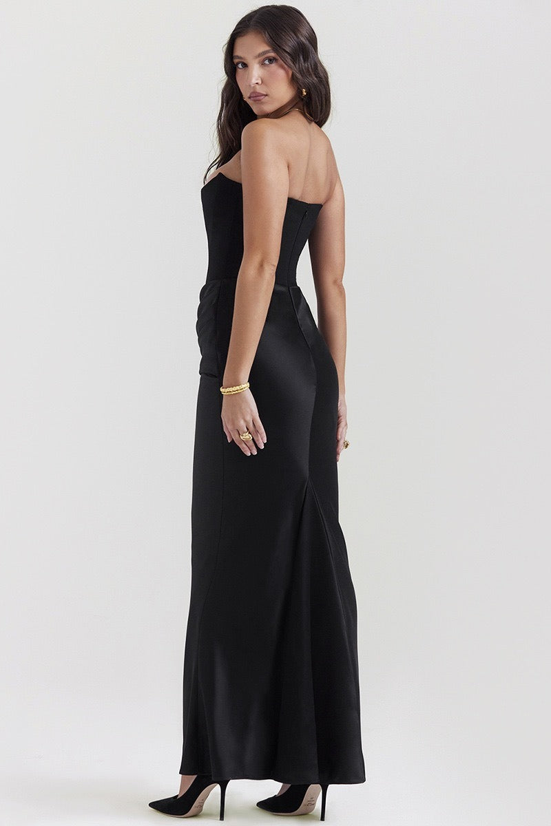 Trägerloses Maxikleid in Grün