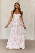Sunlit – Schulterfreies Maxikleid mit Volants und Blumenmuster