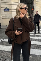 Jacke mit Wolle in Braun mit Reverskragen