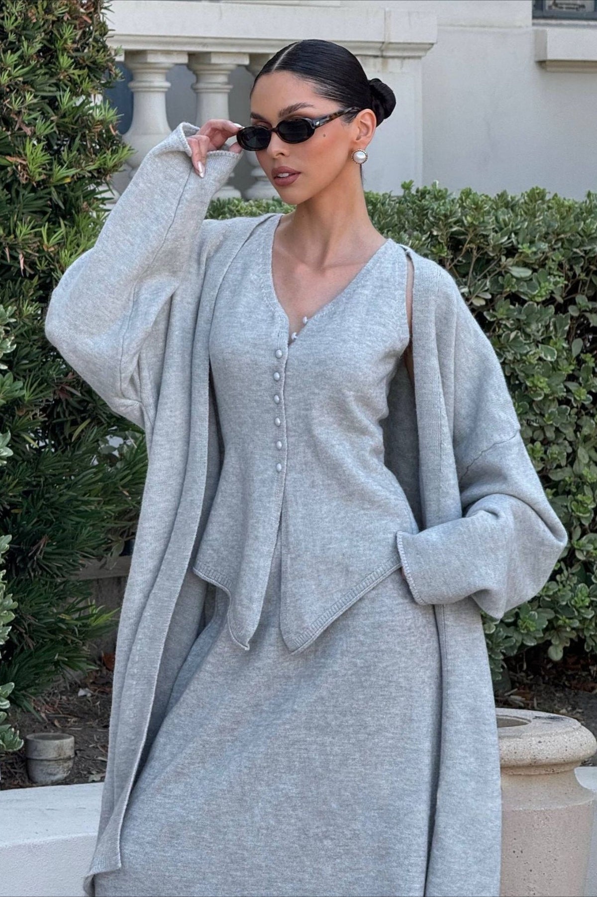 Dreiteiliges Set mit Strickstruktur