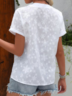 Damen Lockere Sommerbluse - Blumenmuster sowie Fledermausärmel