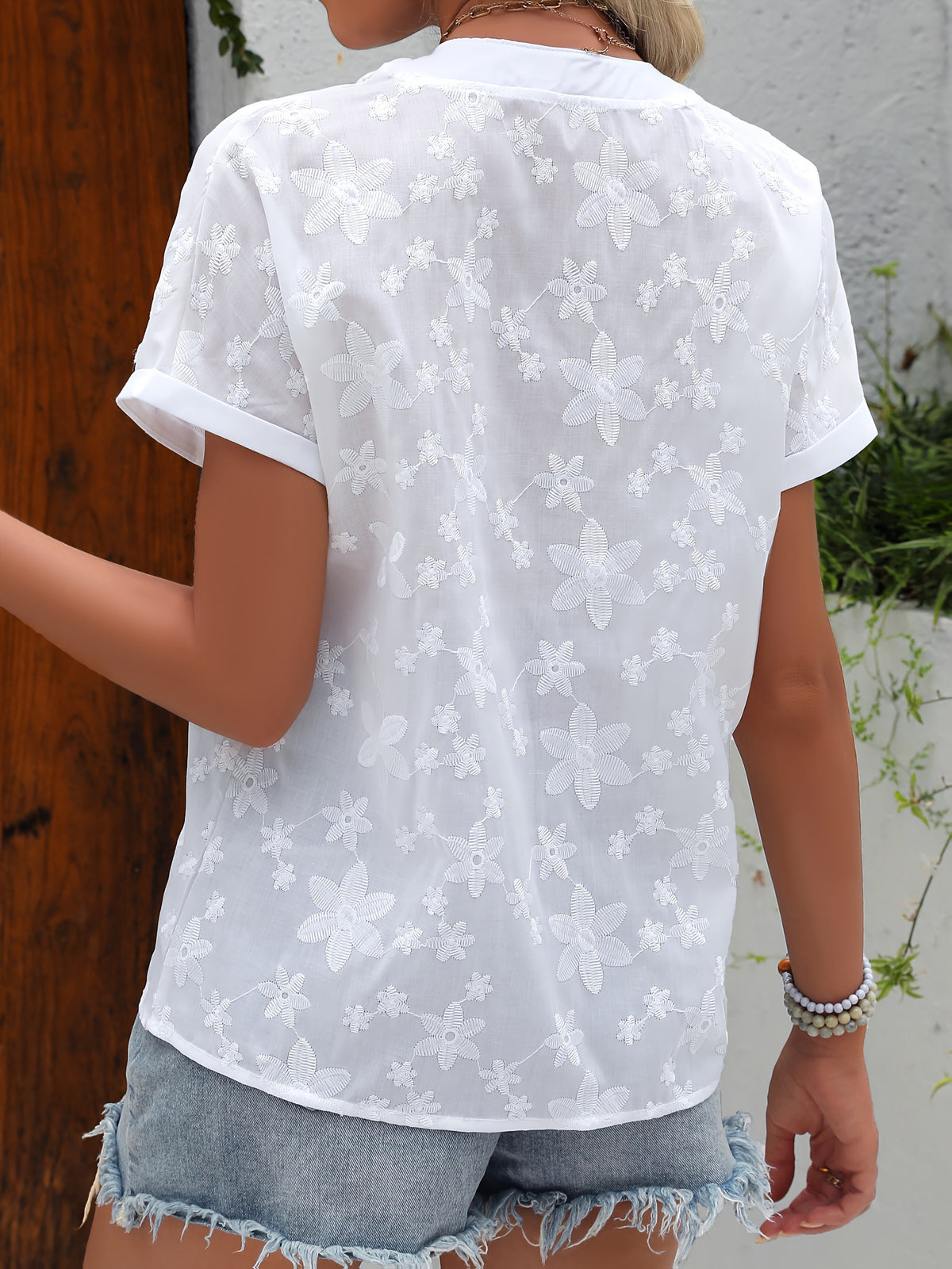 Damen Lockere Sommerbluse - Blumenmuster sowie Fledermausärmel