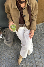 Jacke mit Wildleder in Khaki