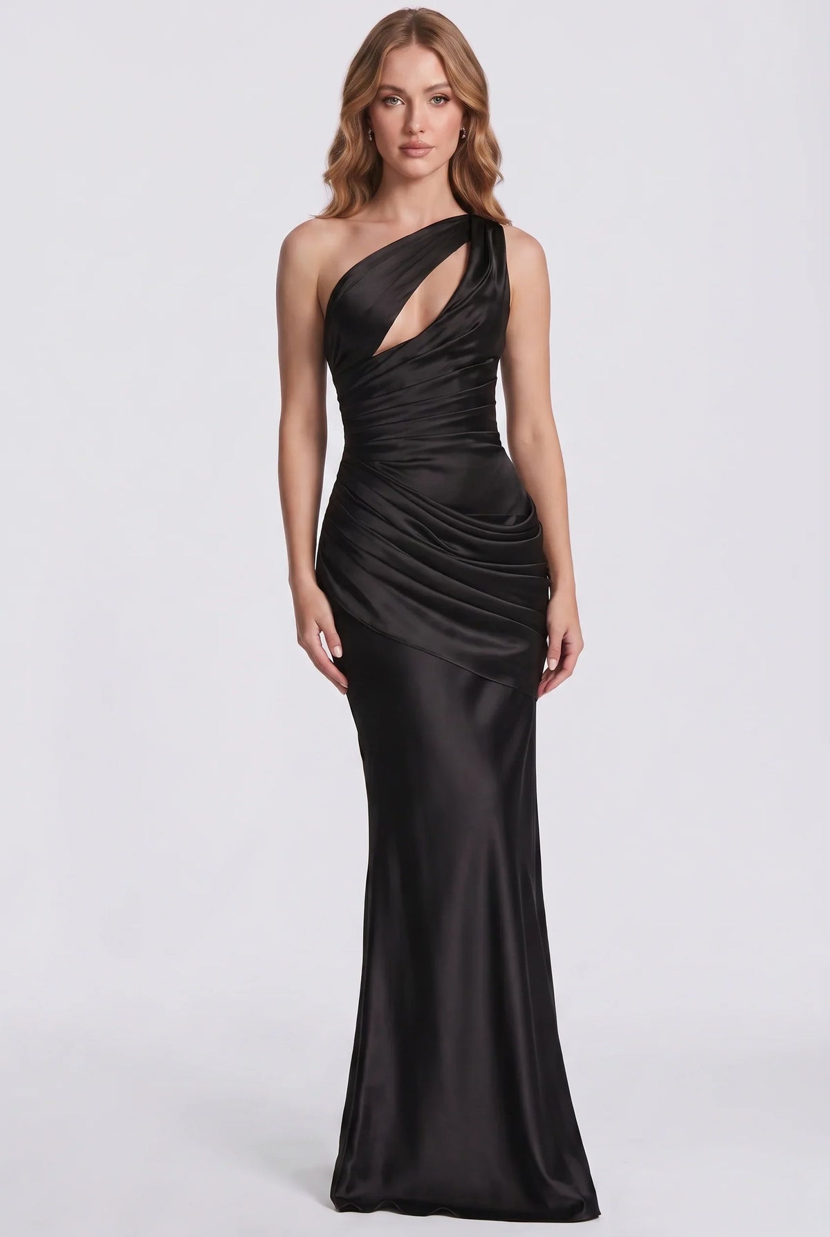 Twisted – Satin-Maxikleid mit Cut-outs