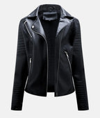 Biker-Lederjacke ohne Kapuze