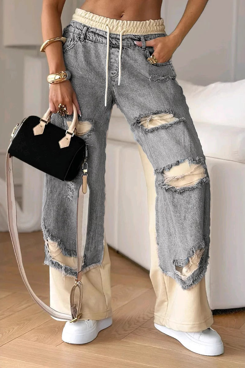 Jeans mit Patchwork und Denim