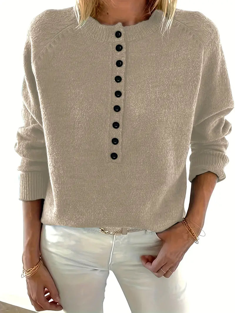 Solider Pullover Mit Halber Knopfleiste
