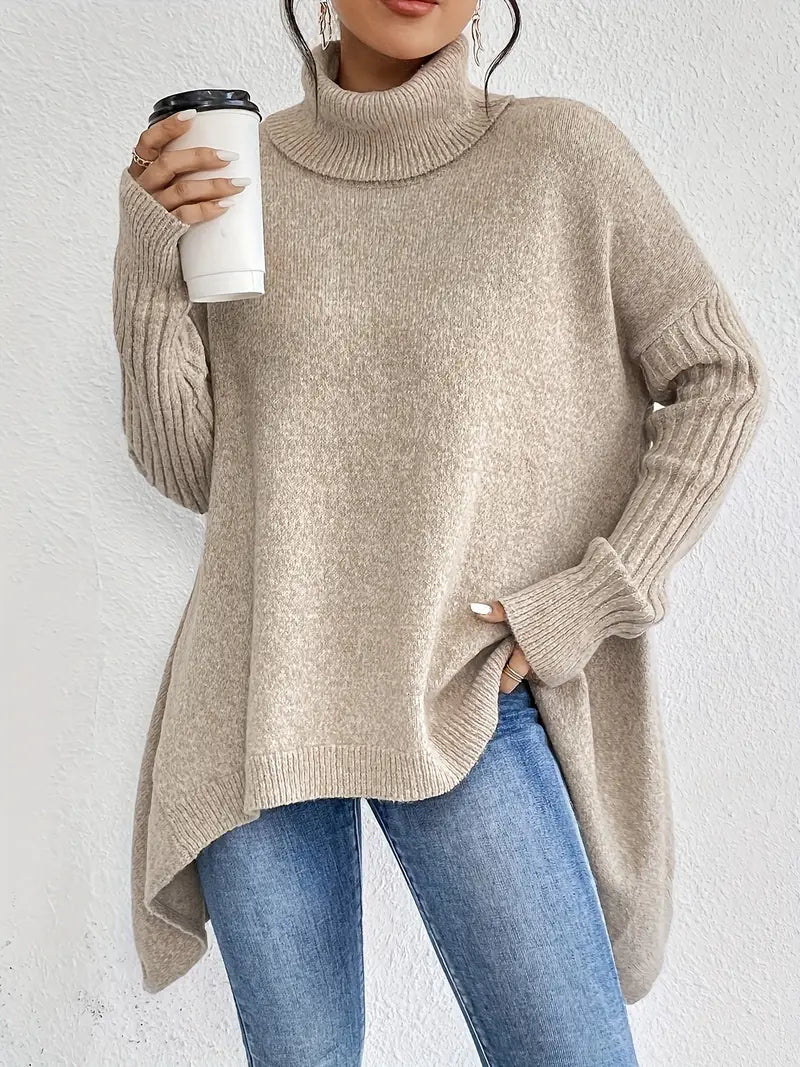 Bequemer langer Rollkragenpullover