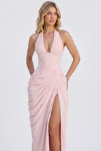 Minette – Spitzen-Maxikleid mit Neckholder und Beinschlitz