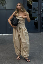 Hose mit weitem Bein und Baumwolle in Blau