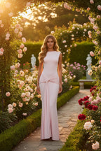 Damen Maxikleid mit Drapierung und Rundhalsausschnitt