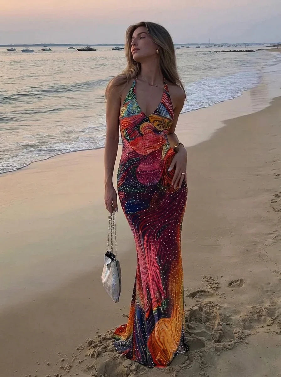 Esmeralda – Maxikleid mit Neckholder und offenem Rücken