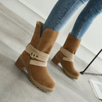 Stiefel in Wildlederoptik mit Blockabsatz