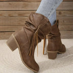 Damen Stiefeletten mit Quasten und Blockabsatz