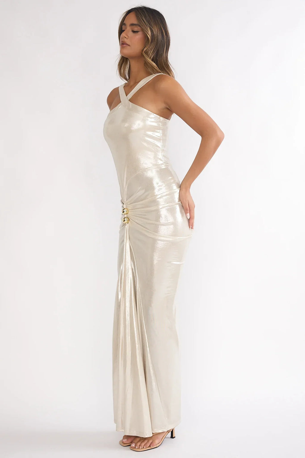 Damen Abendkleid mit Neckholder und Drapierung